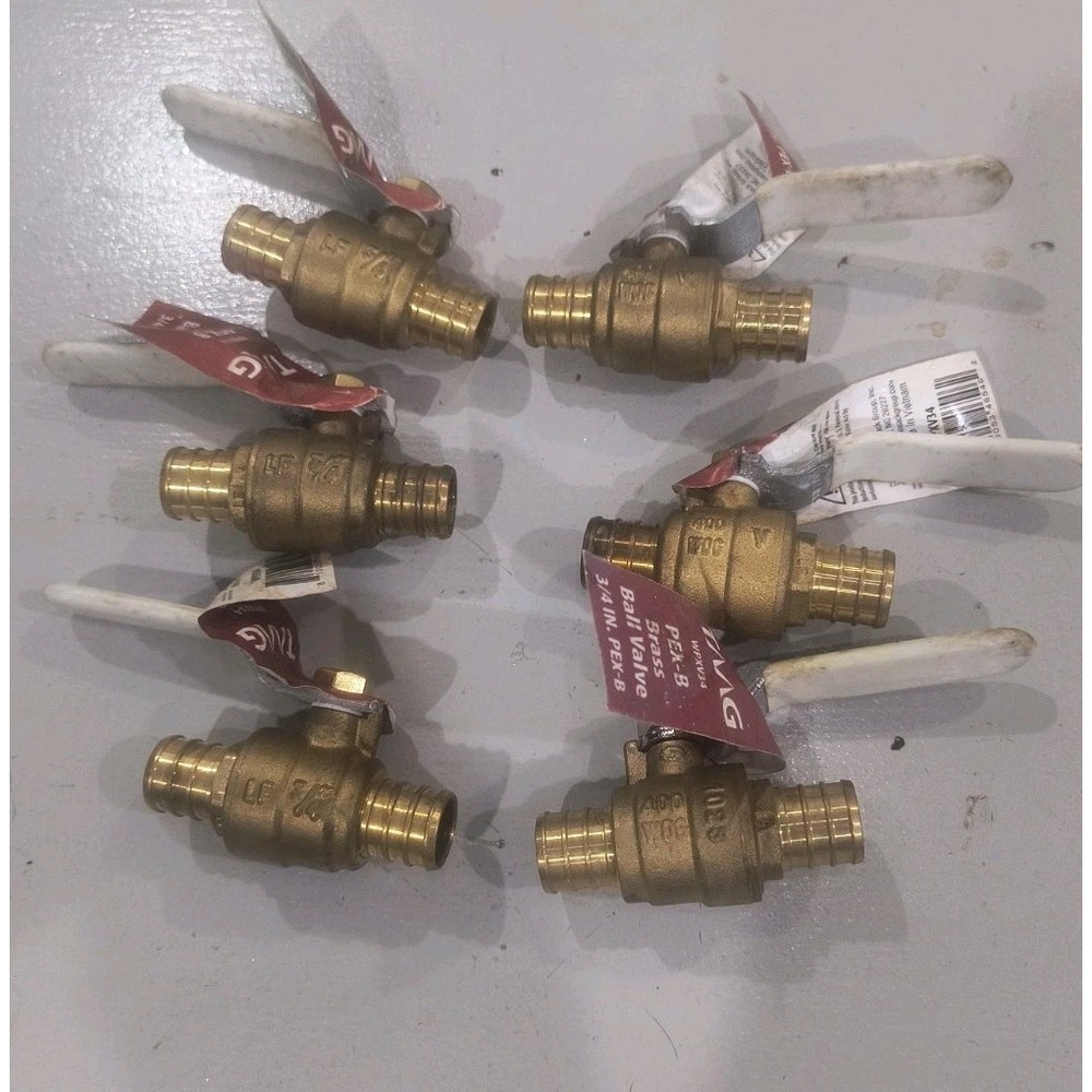 6 Pack TMG 3/4 in. Brass Press x Press Full Port Ball Valve
